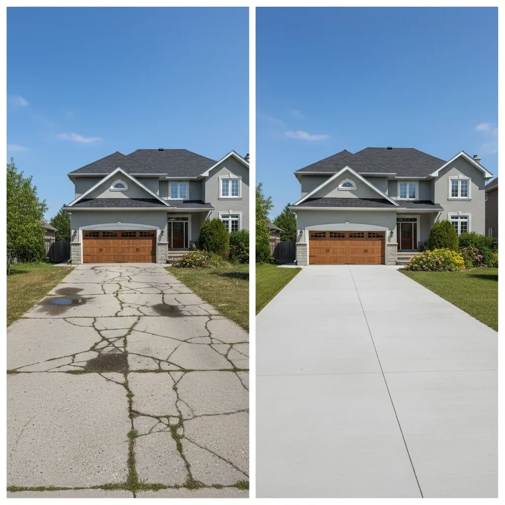 Concrete contractor transformation - before and after by Quality Landscaping Kirkland in Kirkland
